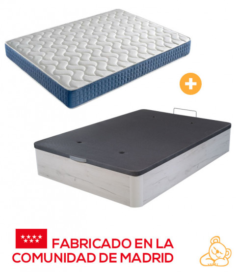 PACK DE CANAPÉ DE MADERA BLANCO + COLCHÓN VISCOELÁSTICO - Conforama