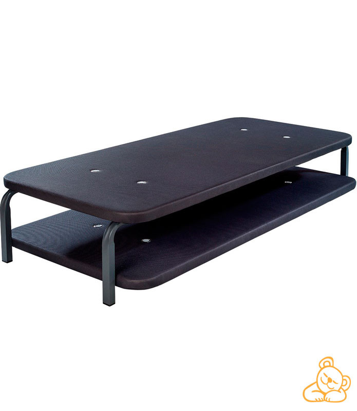 Base Tapizada Con Patas de Madera Wengué y Tejido 3D Transpirable, Barras  Transversales de Refuerzo, Color Gris, Medidas 90x190 cm