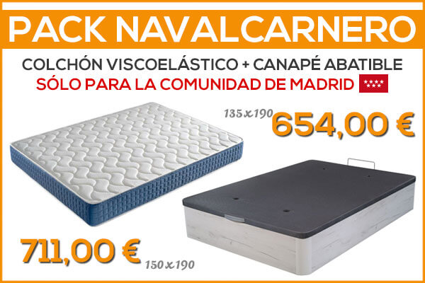 Pack de colchón viscoelástico más canapé abatible en Madrid