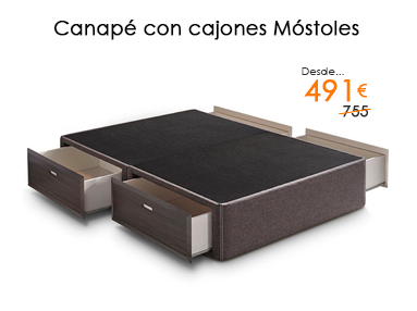 Oferta del 35% de descuento en el Canapé tapizado con cajones laterales modelo Móstoles en Milcolchones, tu tienda de colchones en Madrid