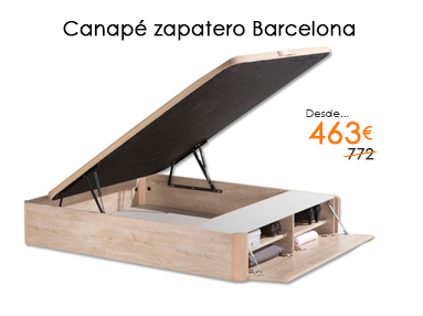 Canapé abatible de madera con zapatero frontal modelo Barcelona con un 40% de descuento en Milcolchones, tu tienda de colchones en Madrid