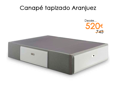 Canapé tapizado con cajones modelo Aranjuez con un 30% de descuento en Milcolchones, tu tienda de colchones en Madrid