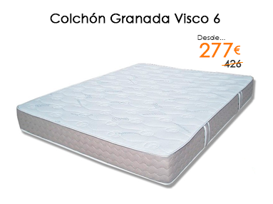 Rebajas del 35% en el colchón barato Granada Visco 6 en Muebles Madrid, tu tienda de Muebles en Valencia y Madrid