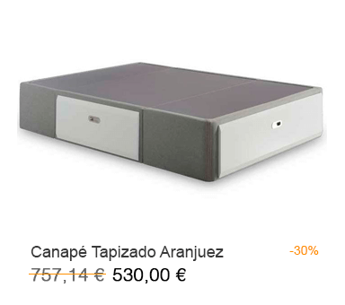 Canapé tapizado con cajones laterales y frontales modelo Aranjuez en oferta en tu tienda de colchones en Madrid