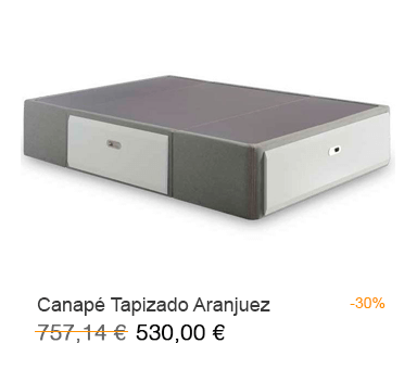 Canapé tapizado con cajones laterales y frontales modelo Aranjuez con un 30% de descuento en Milcolchones, tu Tienda de almohadas en Móstoles (Madrid)