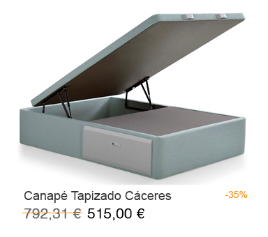 Oferta del canapé abatible tapizado con cajones laterales modelo Cáceres en tu tienda de colchones en Móstoles