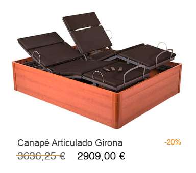 Canapé articulado eléctrico modelo Girona con un 20% de descuento en Milcolchones, tu Tienda de almohadas en Móstoles (Madrid)