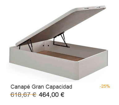 Oferta del canapé abatible de madera de gran capacidad de almacenamiento en tu tienda de colchones en Móstoles