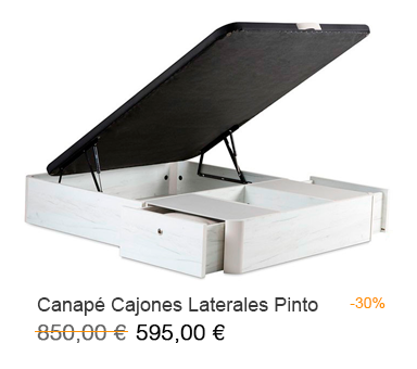 Canapé abatible de madera con cajones laterales modelo Pinto en oferta en tu tienda de colchones en Madrid