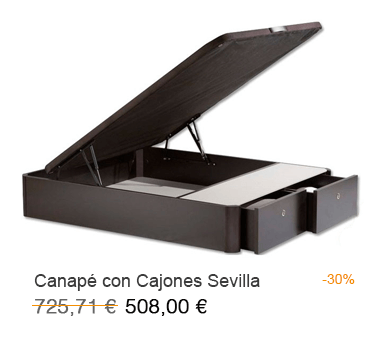 Canapé abatible de madera con cajones frontales modelo Sevilla en oferta en tu tienda de colchones en Madrid