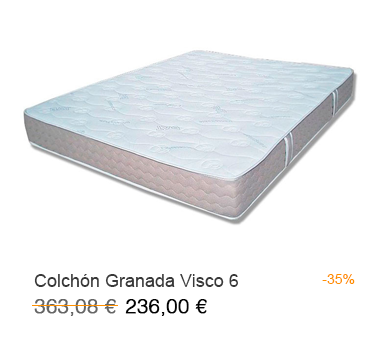 Rebajas del 35% en el colchón barato Granada Visco 6 en Milcolchones, tu Tienda de almohadas en Móstoles (Madrid)